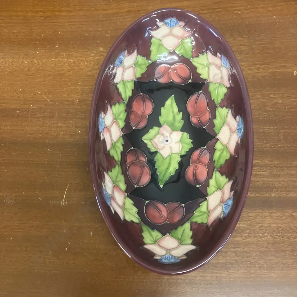 Moorcroft Pottery Morello Cherry Pattern Rachel Bishop Oval Dish 95. L23.5cm Image 1++