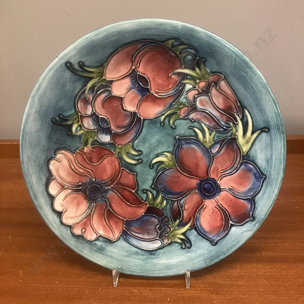 Vintage Moorcroft Pottery Anemone Pattern 26cm Plate, Signed Image 1++
