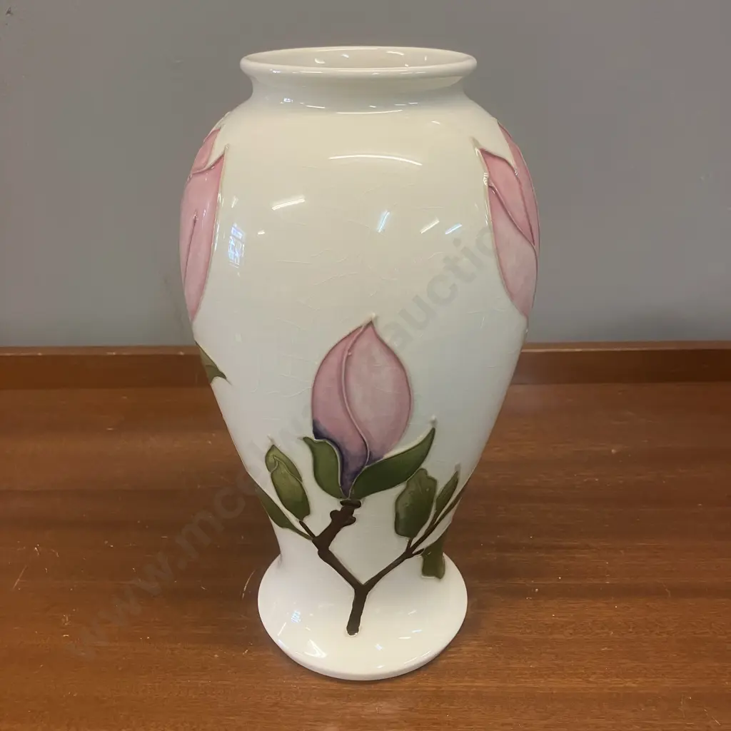 Moorcroft Magnolia Pattern Baluster Shape Vase. Signed. 26cm (As Found) Image 1++
