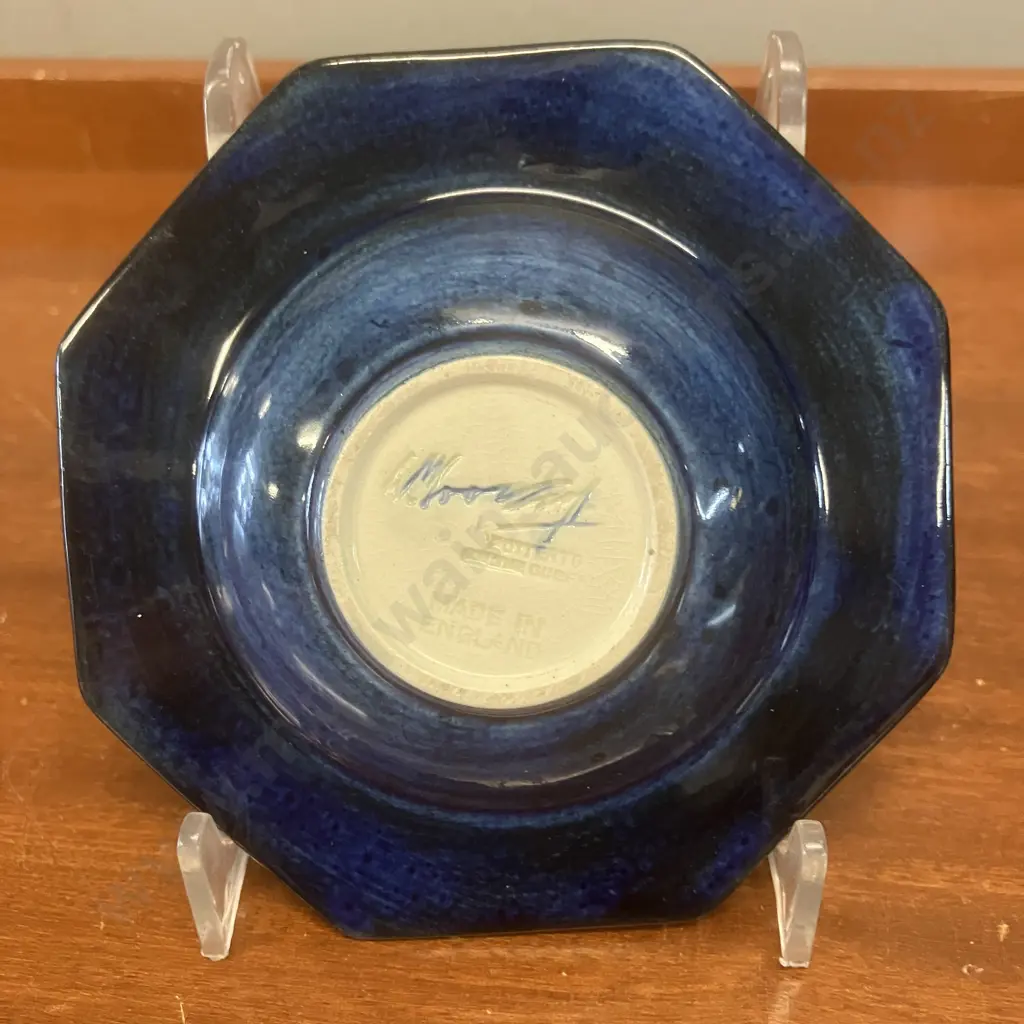 Moorcroft Pottery Columbine Pattern Octagonal Ashtray, Signed, c1950s. W11cm Image 1++