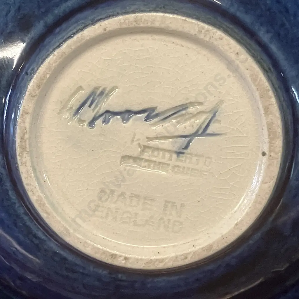 Moorcroft Pottery Columbine Pattern Octagonal Ashtray, Signed, c1950s. W11cm Image 1++