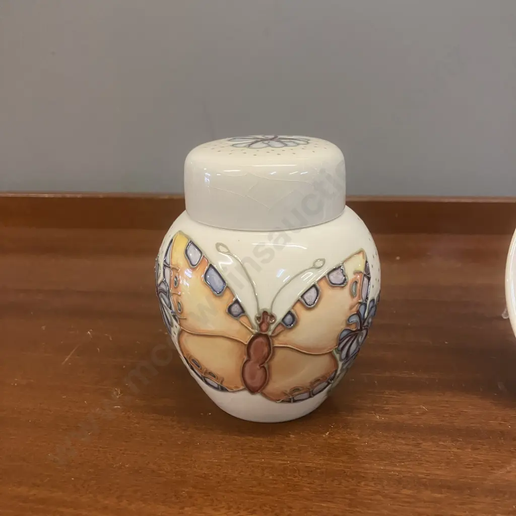 Moorcroft Butterfly Pattern Ginger Jar 10.5cm & Butterfly Pin Dish 10.5cm Image 1++