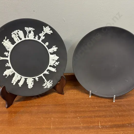 Wedgwood Black Plates Including Black Basalt Luncheon Plate Etc