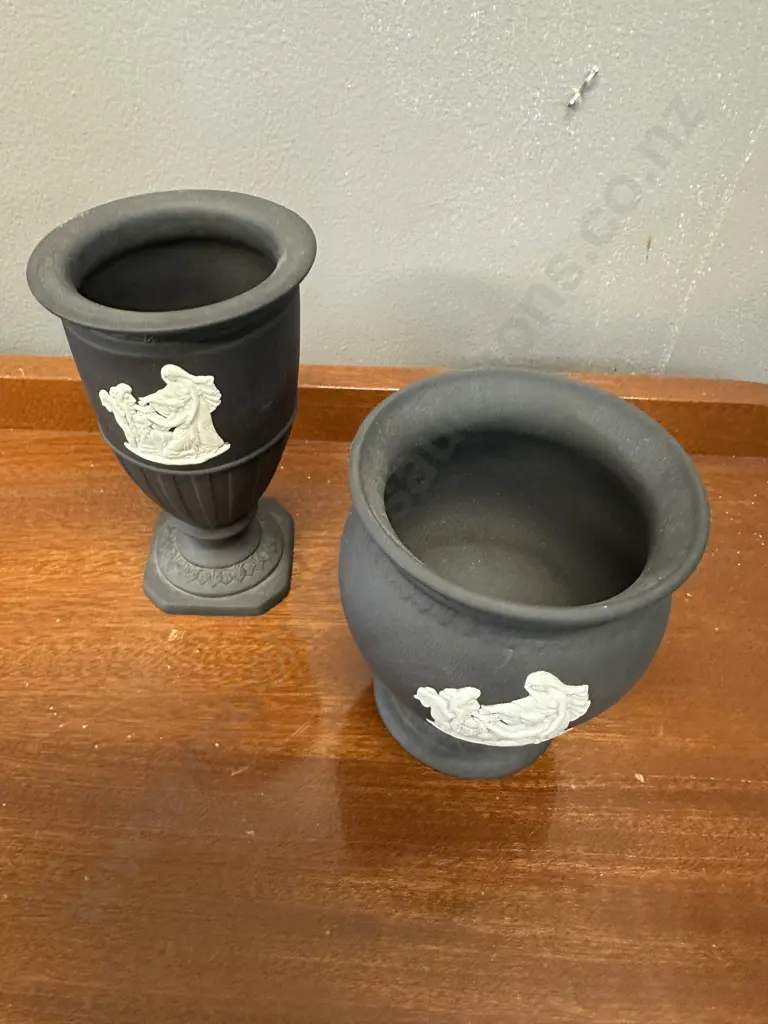 Wedgwood Black & White Jasperware Vases Including Urn Style & Posy Vase Image 1++