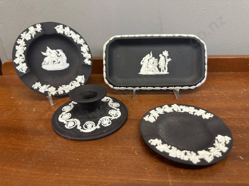 Selection Of Wedgwood Black Jasperware Pin Dish, Ashtray Etc Image 1++