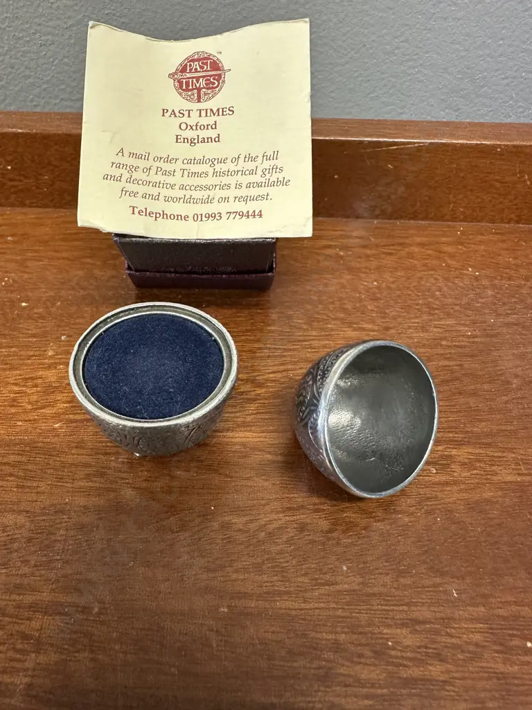 Past Times Modern Reproduction Pewter Egg Shaped Pin Cushion With Box Image 1++