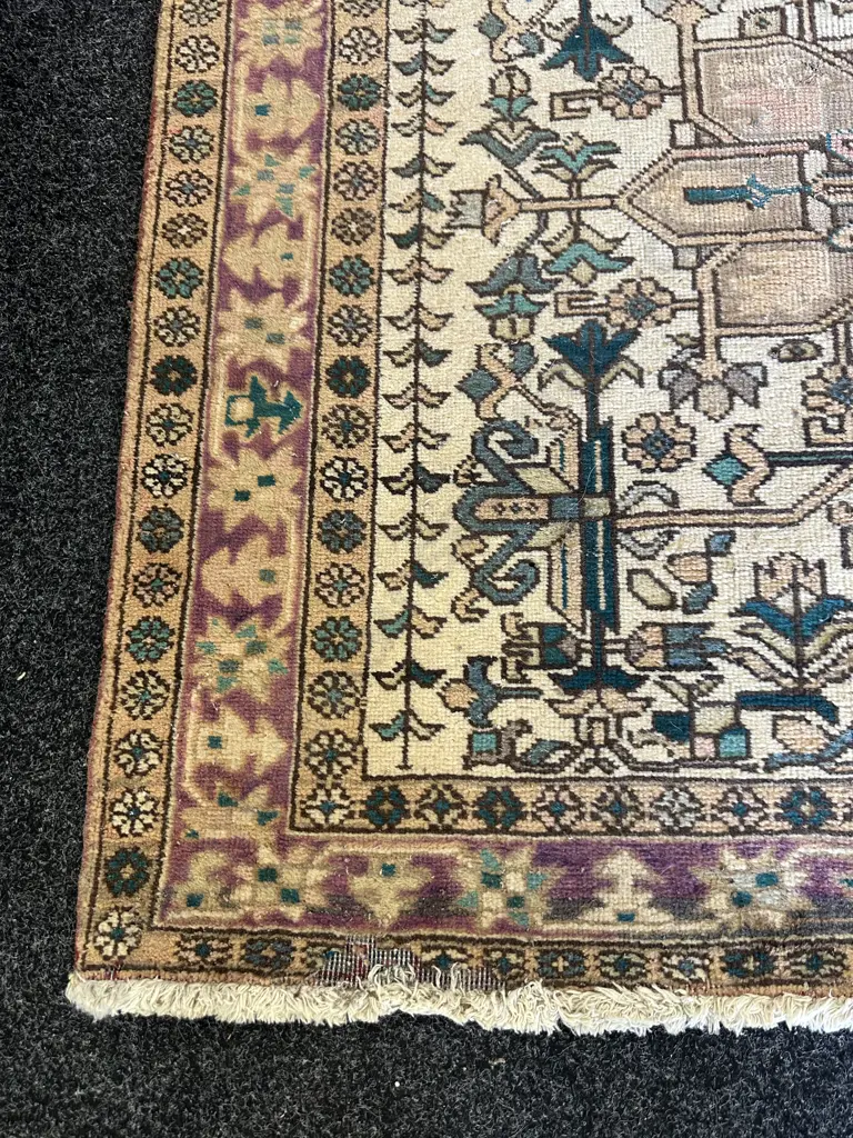 Large Persian Floor Runner Beige/Cream/Green/Mauve L462,W122cm Image 1++