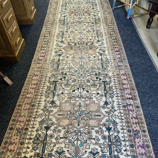Large Persian Floor Runner Beige/Cream/Green/Mauve L462,W122cm