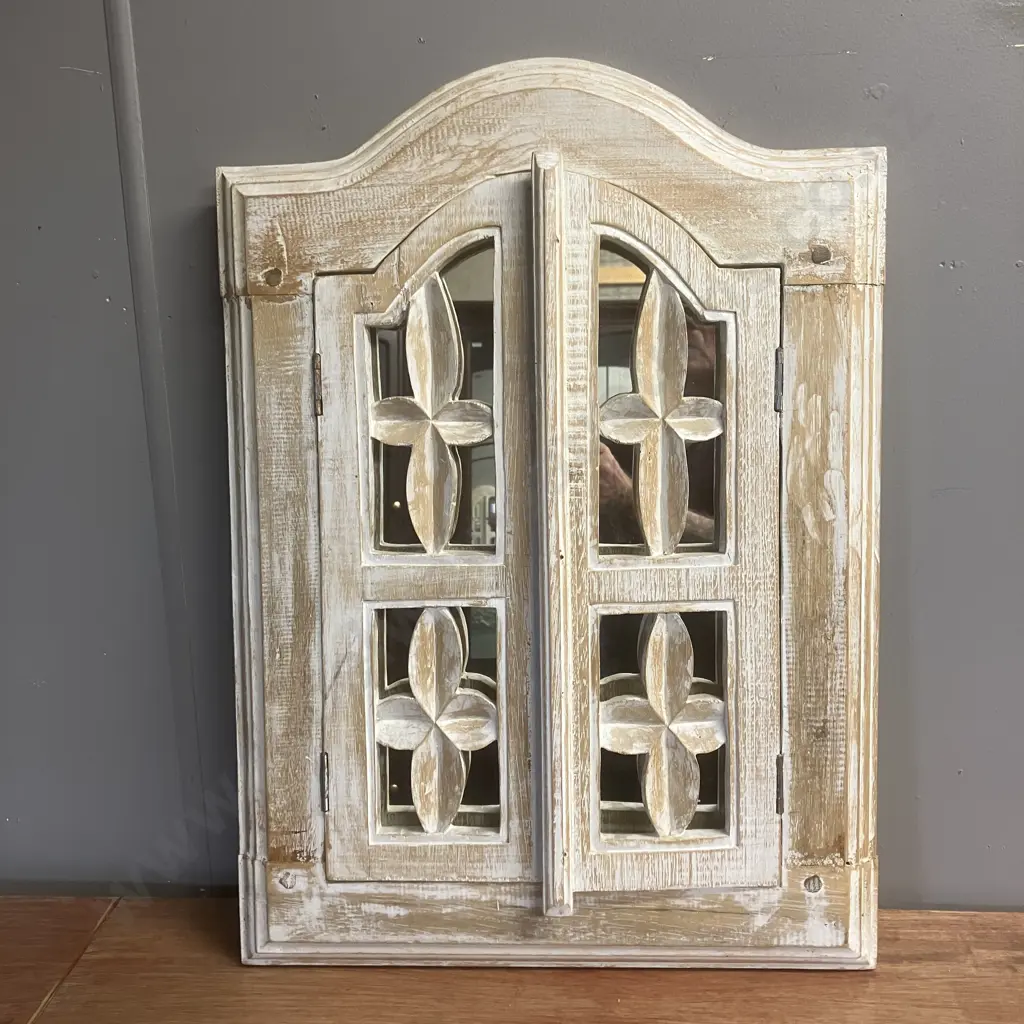 Whitewash Window Shutter Wall Mirror. 60 x 43cm Image 1++