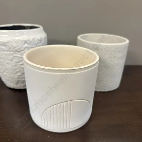 Planter Pots x3 Including Im Pres Etc Cream Patterned