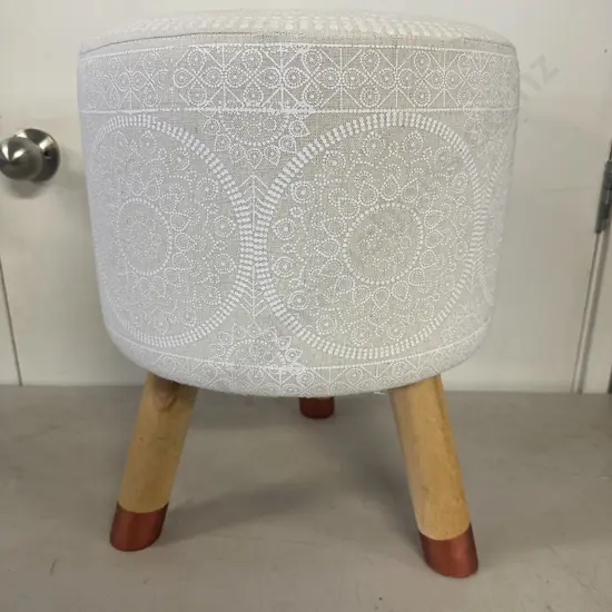 Ombre Home Bohemian Bliss Printed Footstool, Natural Legs H44, Dia35cm.