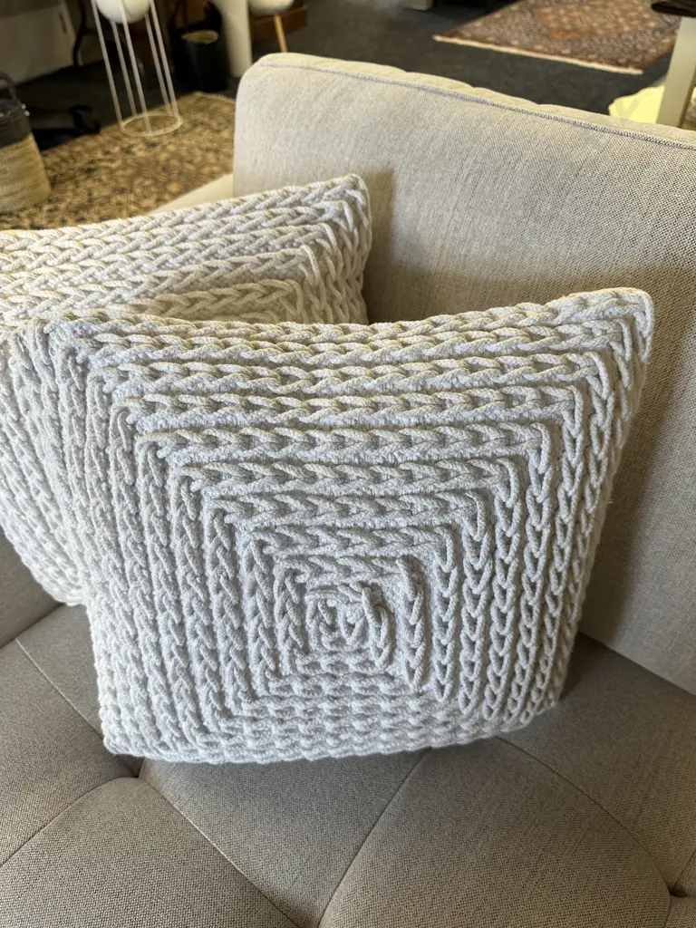 Pair Of 'Rayze' White With Braid Detail Designer Cushions Image 1++