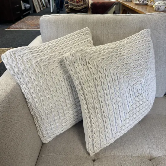 Pair Of 'Rayze' White With Braid Detail Designer Cushions