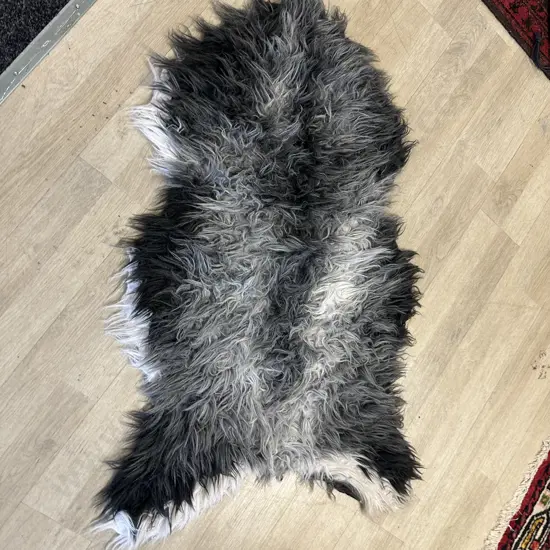 Faux Grey/Black & White Floor Rug