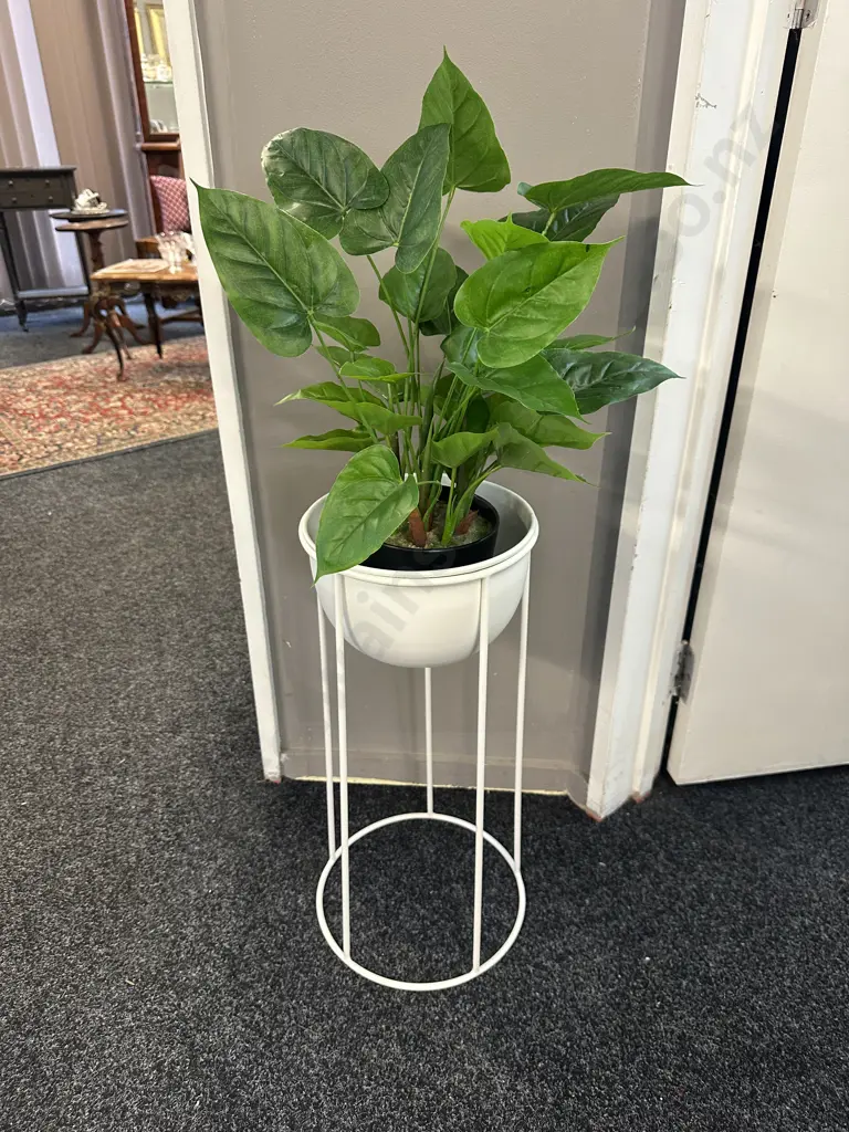 Faux Plant & Cream Metal Plant Holder H56cm. Image 1++