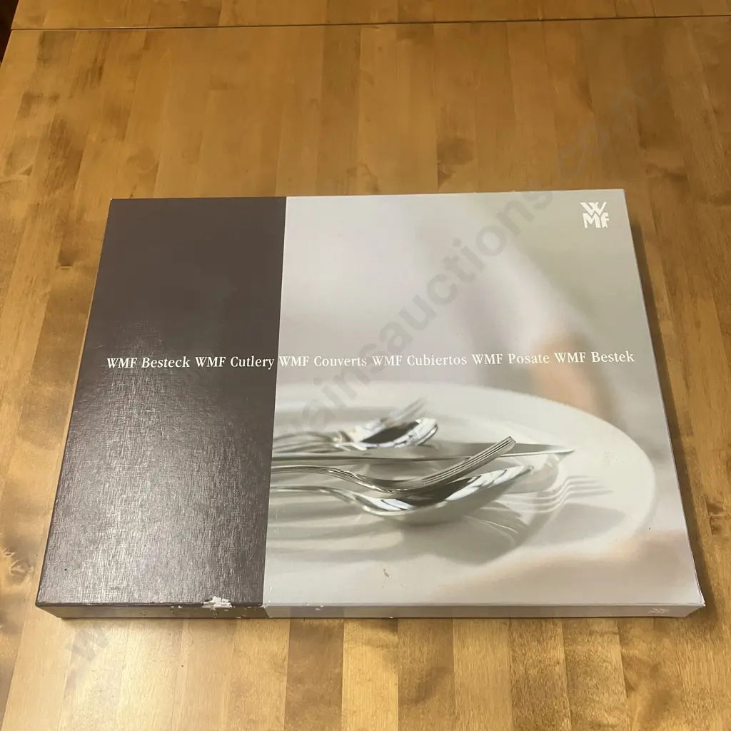 WMF Boston 58 Piece Cutlery Set - 8 Place Settings & Pair of Serving Spoons, Boxed. Cromargan Stainless Steel Image 1++