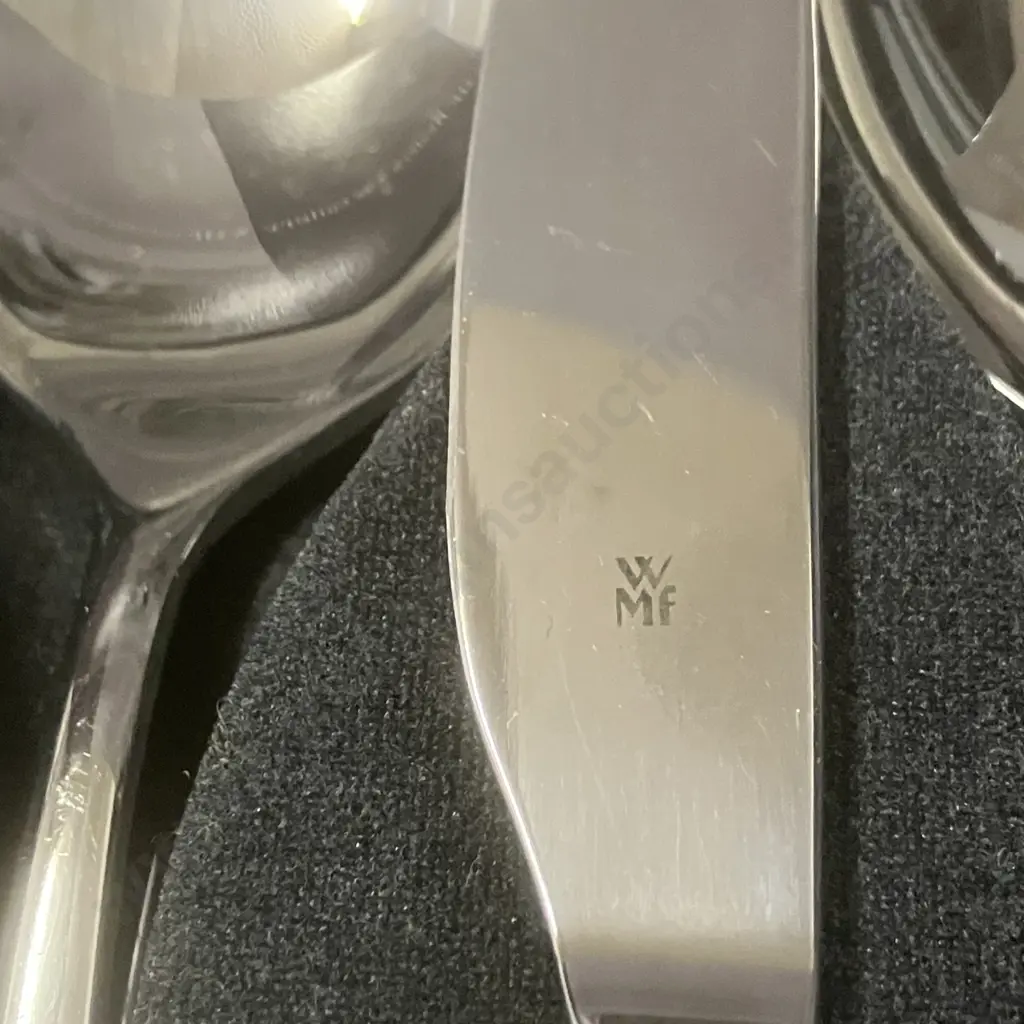 WMF Boston 58 Piece Cutlery Set - 8 Place Settings & Pair of Serving Spoons, Boxed. Cromargan Stainless Steel Image 1++