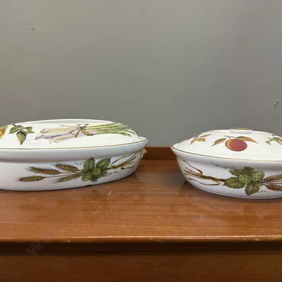 Royal Worcester Evesham Gold Oval & Round Lidded Casserole Dishes