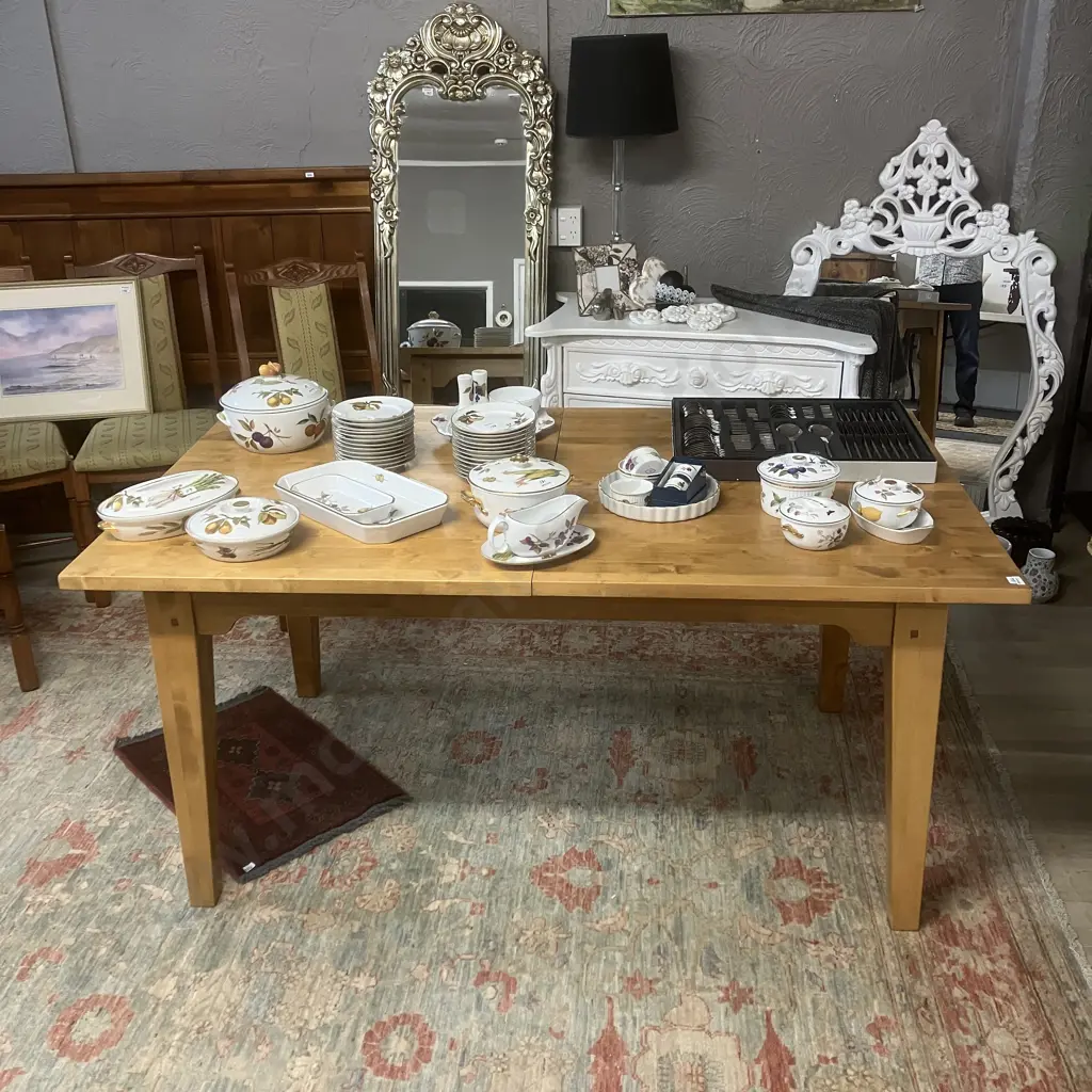 Wooden Rectangular Extension Dining Table With Single Extension. H75 W159.5 / 216.5 D95cm Image 1++