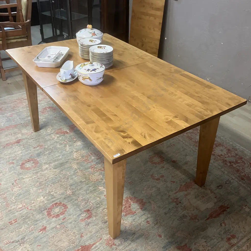 Wooden Rectangular Extension Dining Table With Single Extension. H75 W159.5 / 216.5 D95cm Image 1++