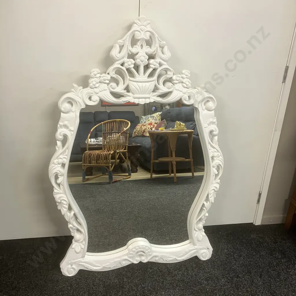 Baroque Style White Painted Wall Mirror. 130 x 91cm Image 1++