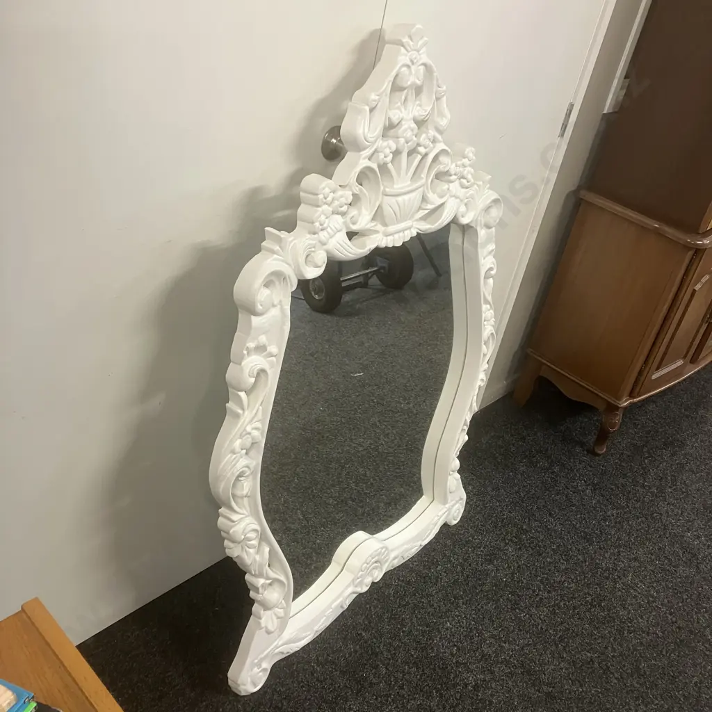 Baroque Style White Painted Wall Mirror. 130 x 91cm Image 1++