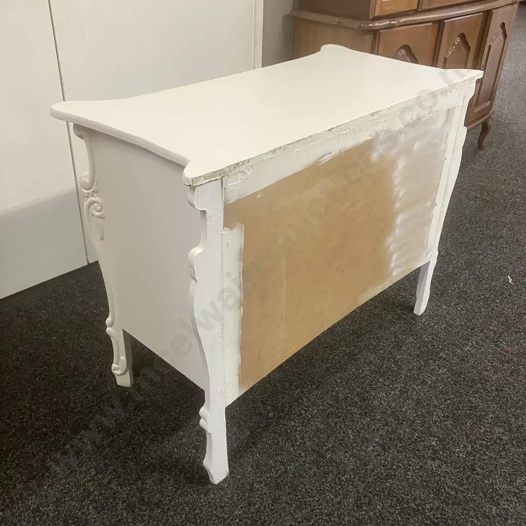 Chateau French Style White Painted Chest Of 3 Drawers. H79 W104.5 D50cm Image 1++