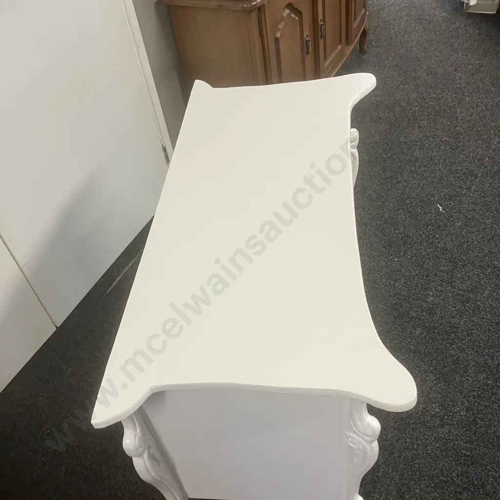 Chateau French Style White Painted Chest Of 3 Drawers. H79 W104.5 D50cm Image 1++