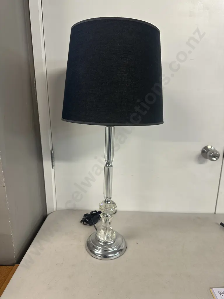 Recollections Table Lamp Streamlined Clear Pillar With Black Shade Image 1++