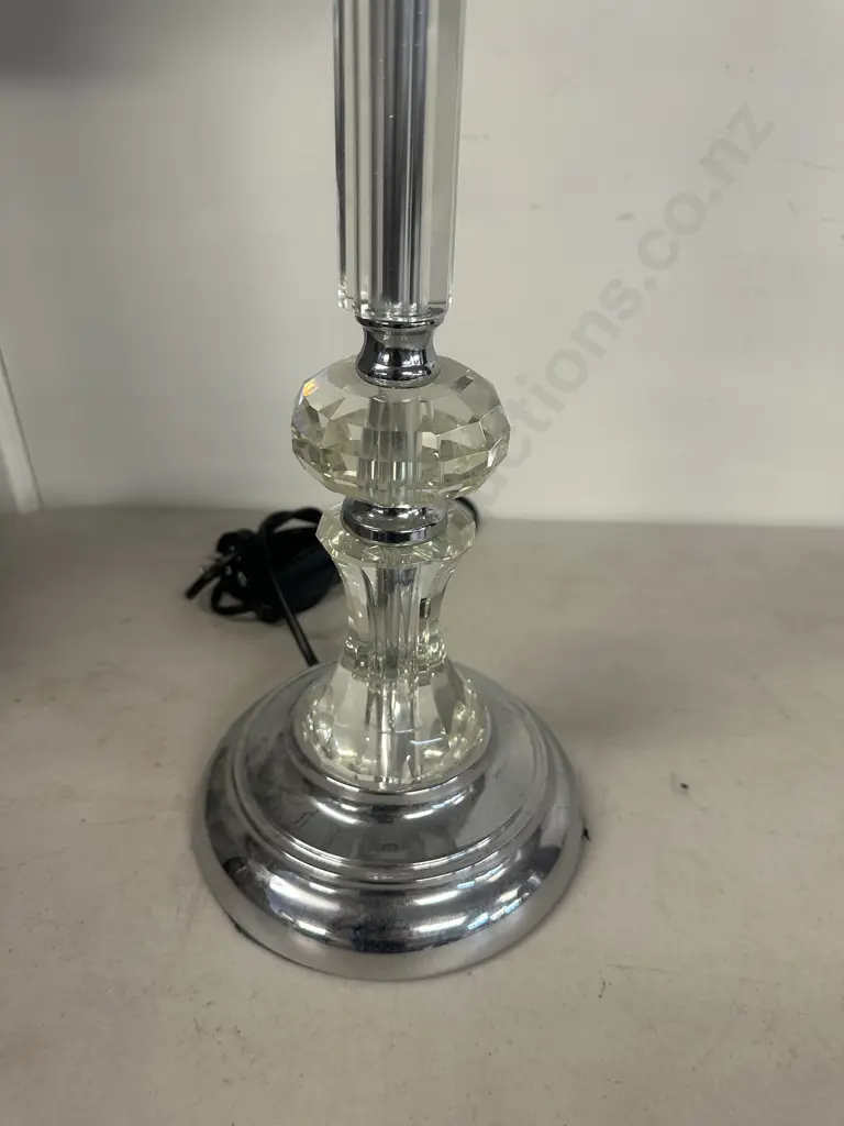 Recollections Table Lamp Streamlined Clear Pillar With Black Shade Image 1++