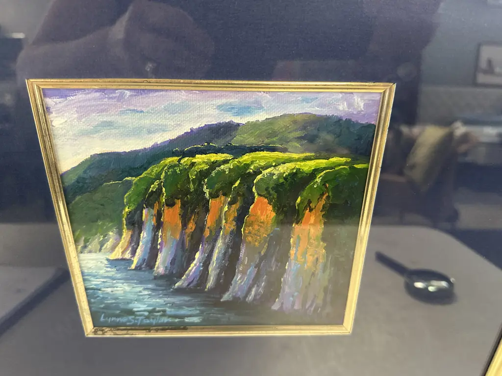 Gilt Framed Signed Original Lynne Sinclair Taylor Painting 'Onaero Cliffs Taranaki' H49,W49cm. Image 1++