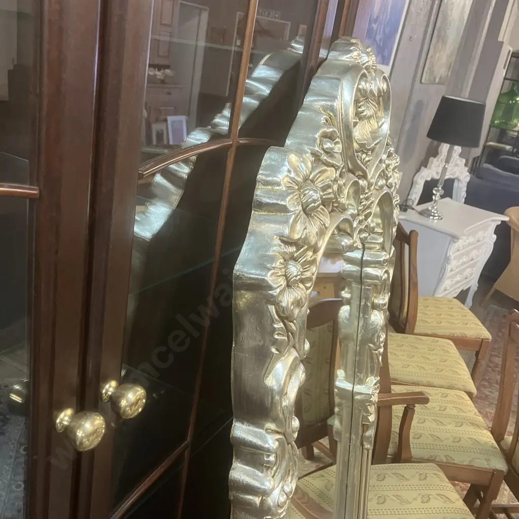 Silver Coloured Ornate Wall Mirror. L167 W59 D5.5cm Image 1++