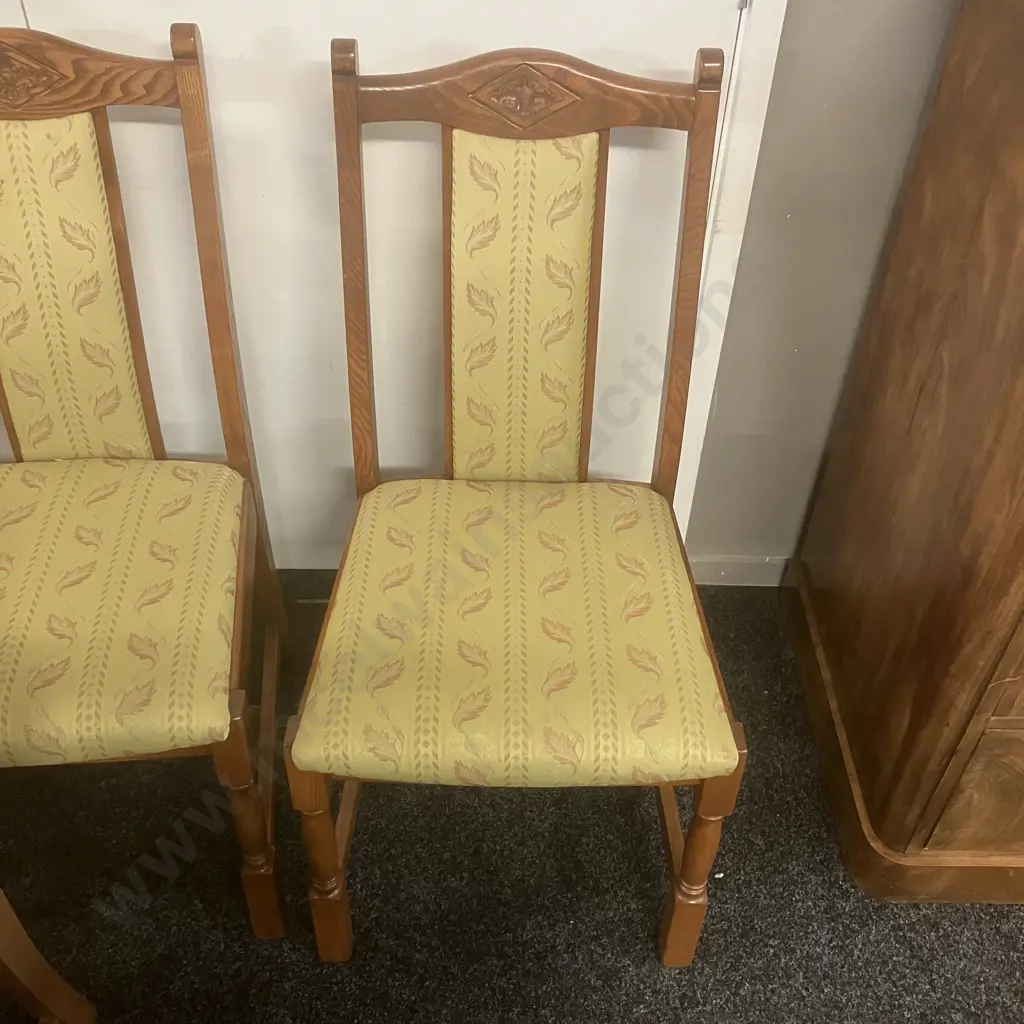 Set of 6 Jaycee Furniture (Brighton England) Solid Oak Upholstered Back Dining Chairs Including 2 Carvers Image 1++