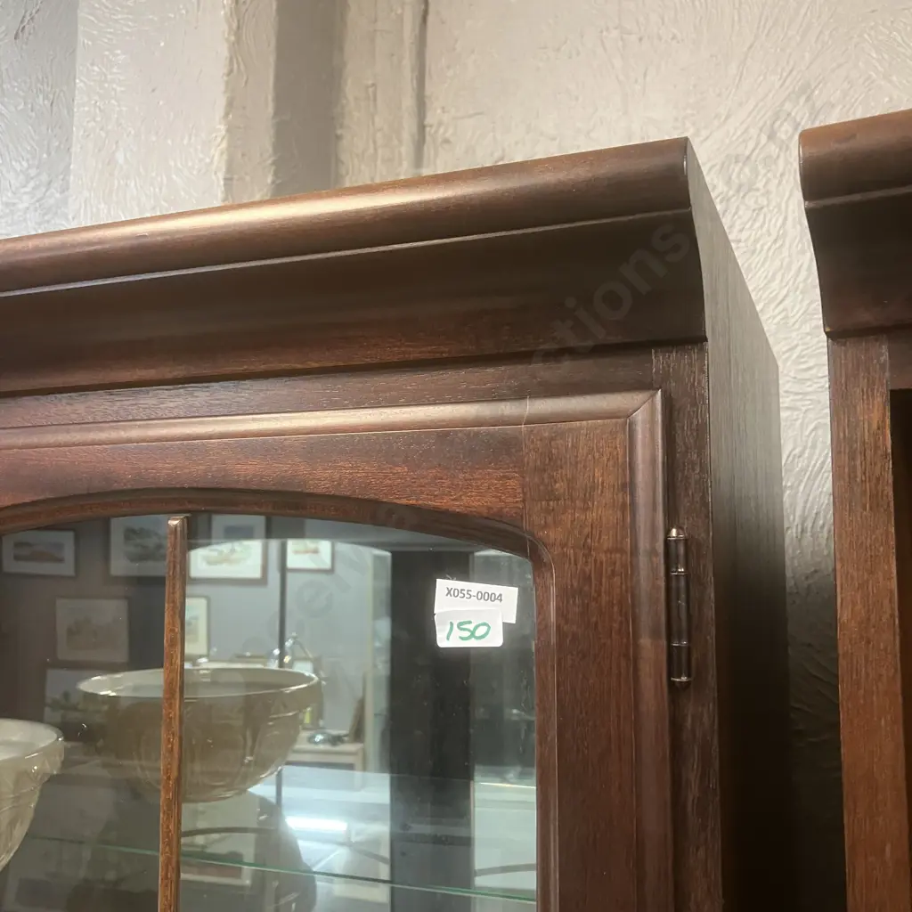 Mahogany 4 Door Display Cabinet With Astragal Doors. Mirror Backed, Adjustable Glass Shelves. H200 W81 D42cm Image 1++