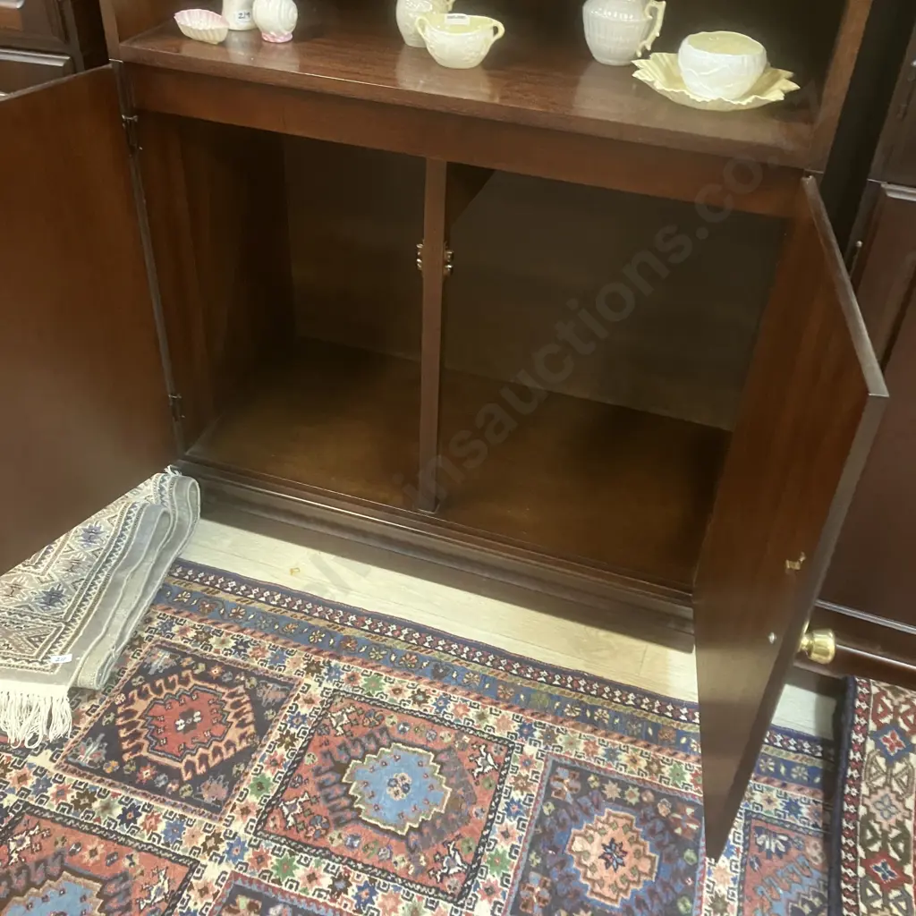 Mahogany Bookcase With 2 Doors In Base. Adjustable Shelves. H200 W81 D42cm Image 1++