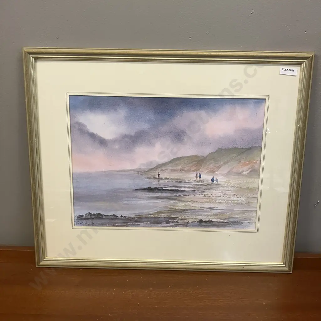 Carol Carpenter Original Watercolour - Coastal Scene With People. Signed. 43 x 52cm Image 1++