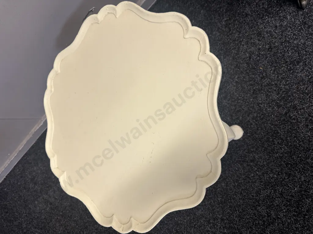 Painted Cream Scalloped Edge Occasional Table H31,Dia59cm. Image 1++