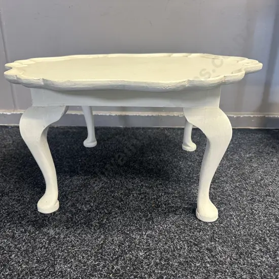 Painted Cream Scalloped Edge Occasional Table H31,Dia59cm.