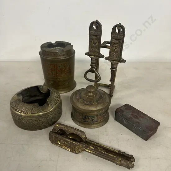 Selection Of Brass Items Etc Including Vintage Match Box