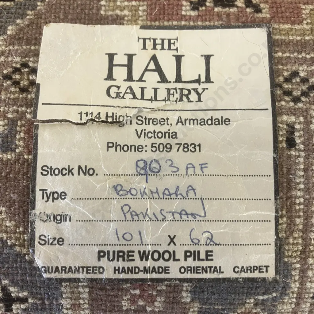 Bokhara Pakistan Pure Wool Rug - Pinks & Blues 101 x 62cm Image 1++