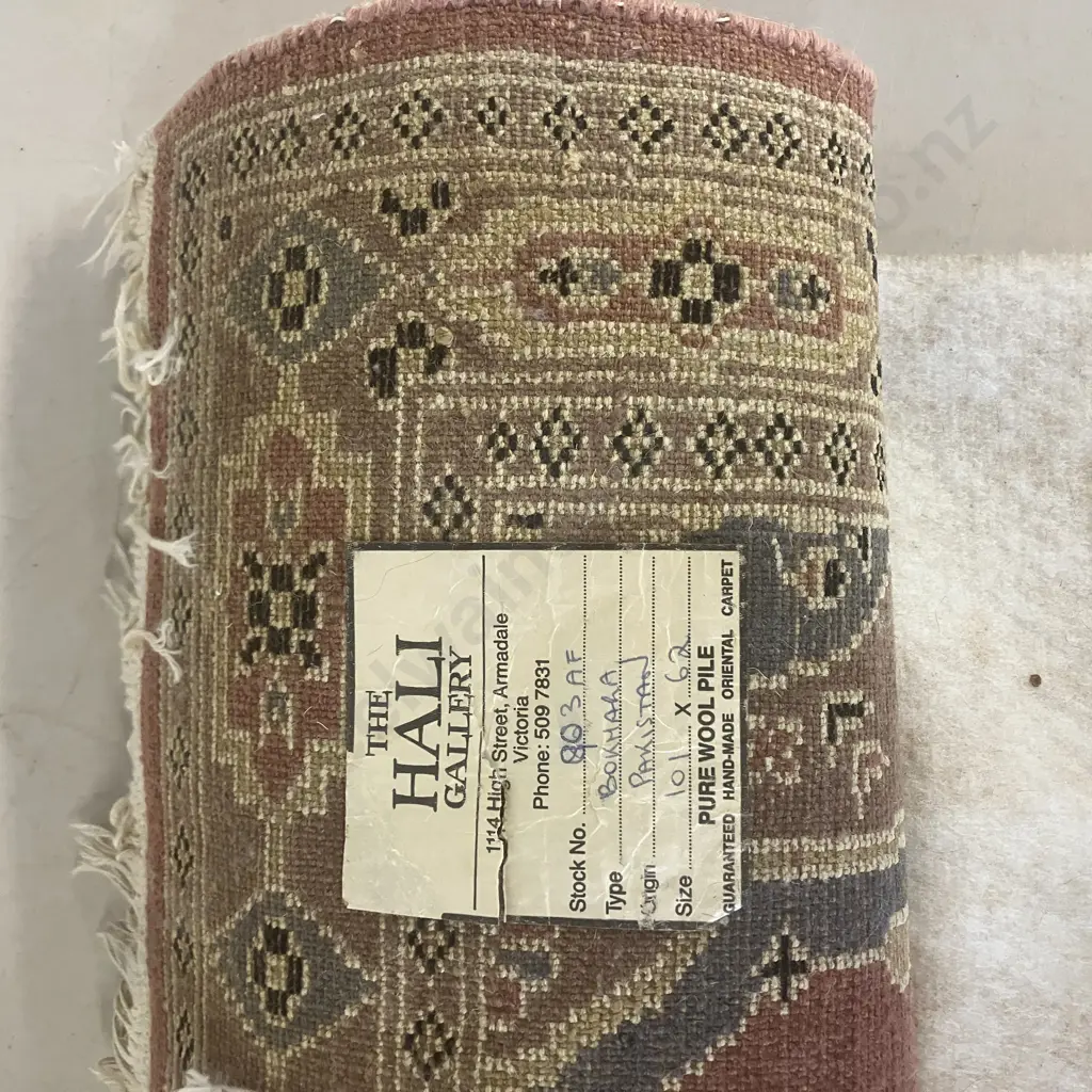 Bokhara Pakistan Pure Wool Rug - Pinks & Blues 101 x 62cm Image 1++
