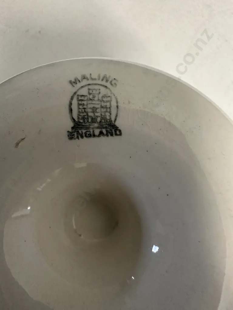 Art Deco Maling Pink & Blue Dessert Dishes Lustre Finish Image 1++