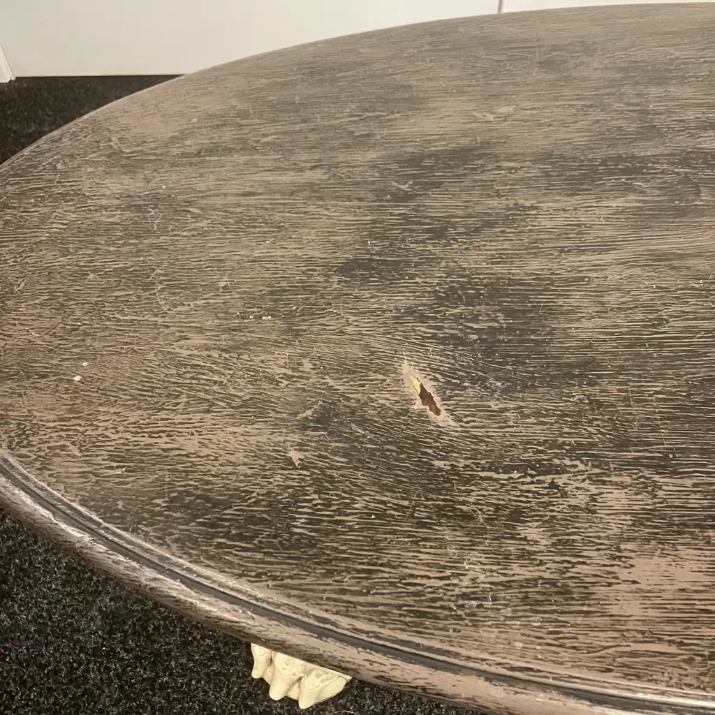 Oval Topped Coffee Table With Carved Double Pedestal Base. H43 W103 D56cm (Top Marked) Image 1++