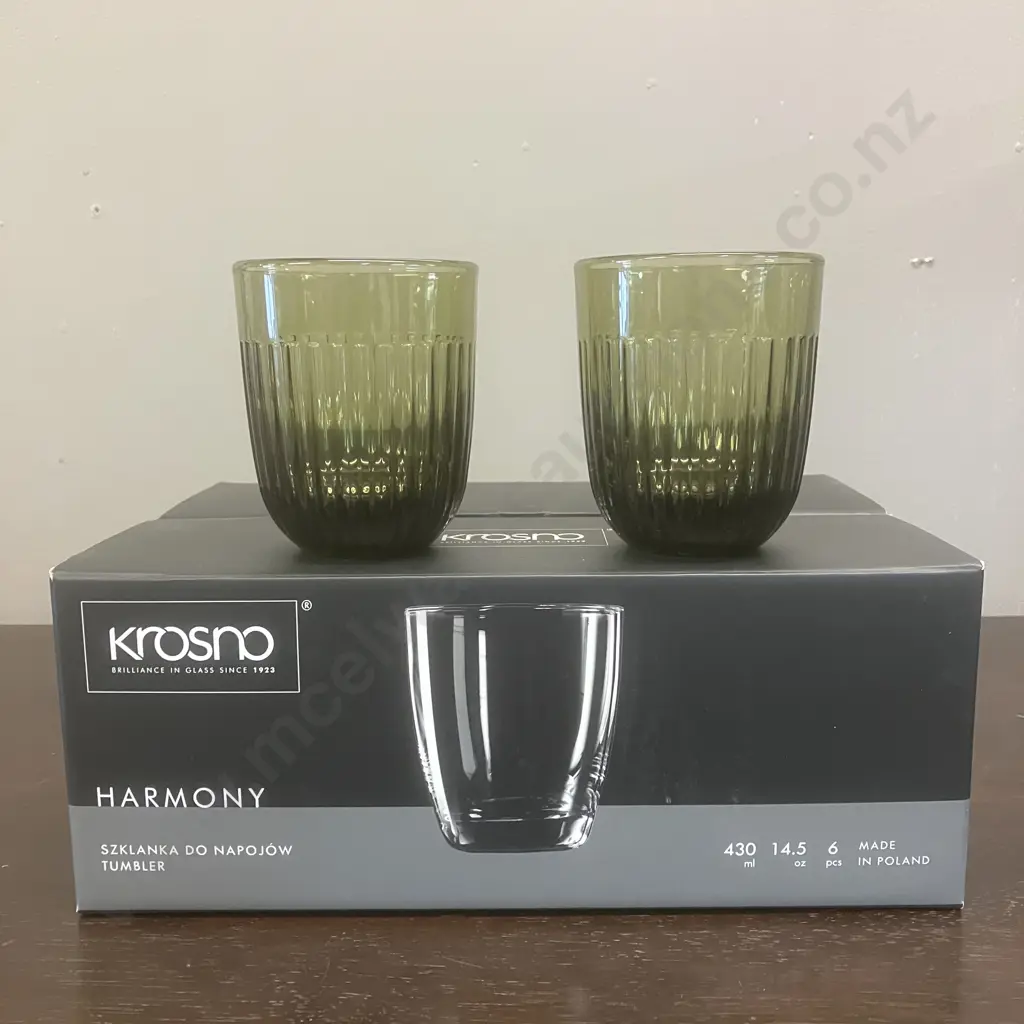 Krosno Harmony Tumblers - Green Colour, Boxed Set of Six, 430mls Image 1++
