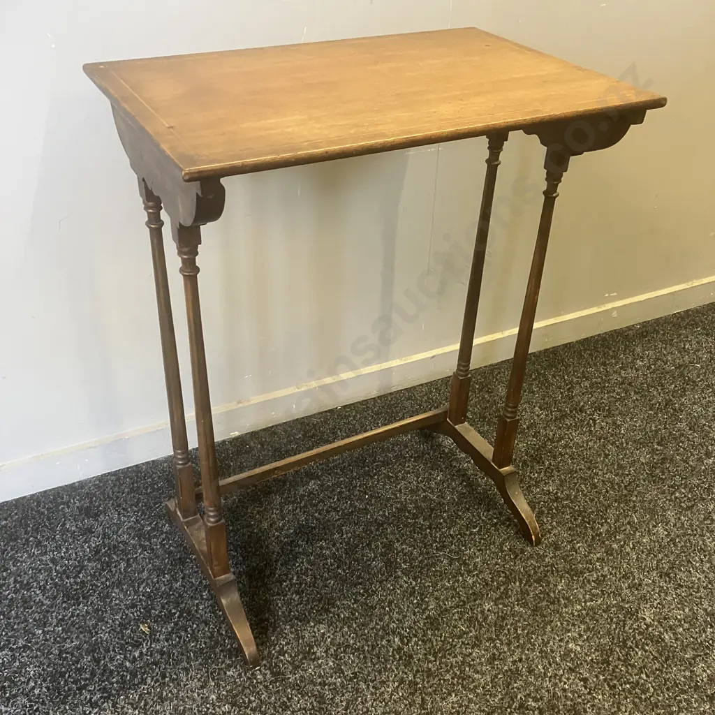 Antique Side Table With Inlaid Top (Part of Nest Originally) H62 W48 D32.5cm Image 1++