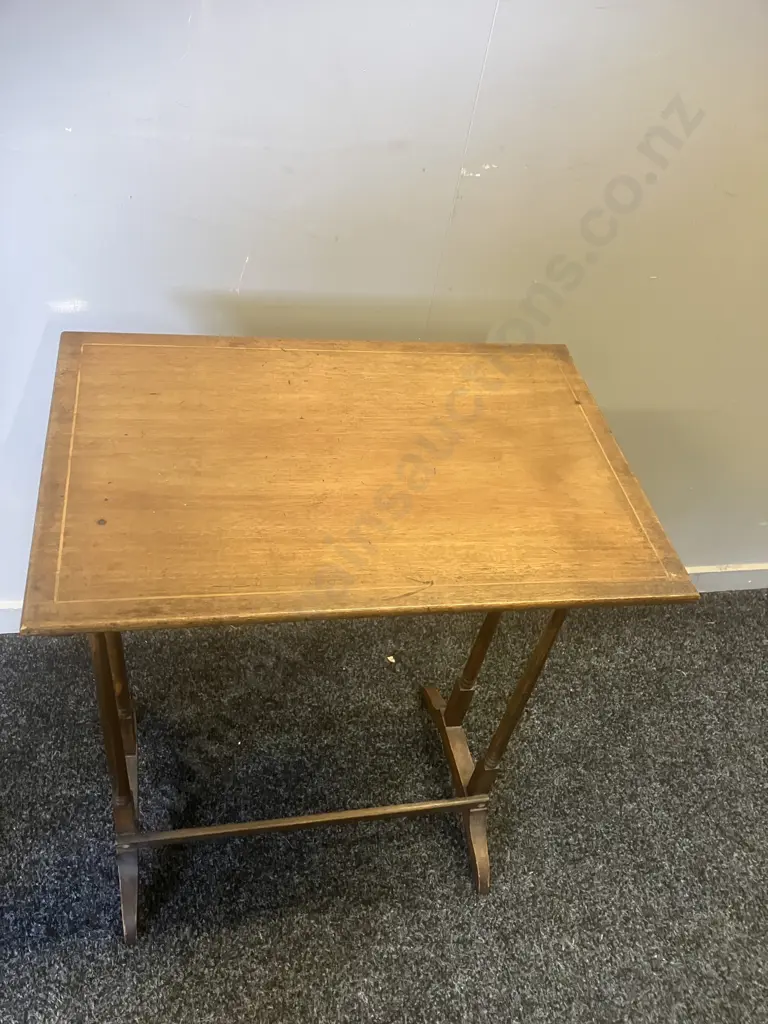 Antique Side Table With Inlaid Top (Part of Nest Originally) H62 W48 D32.5cm Image 1++
