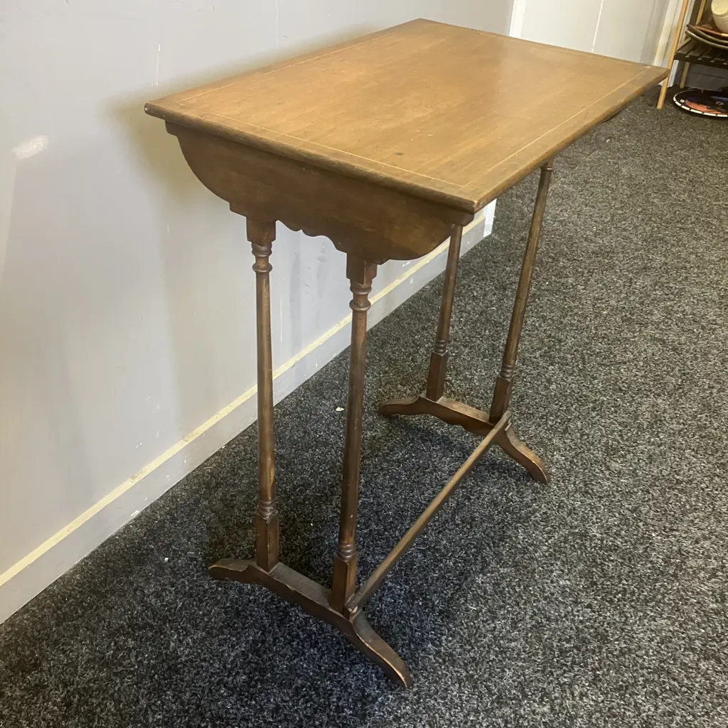 Antique Side Table With Inlaid Top (Part of Nest Originally) H62 W48 D32.5cm Image 1++