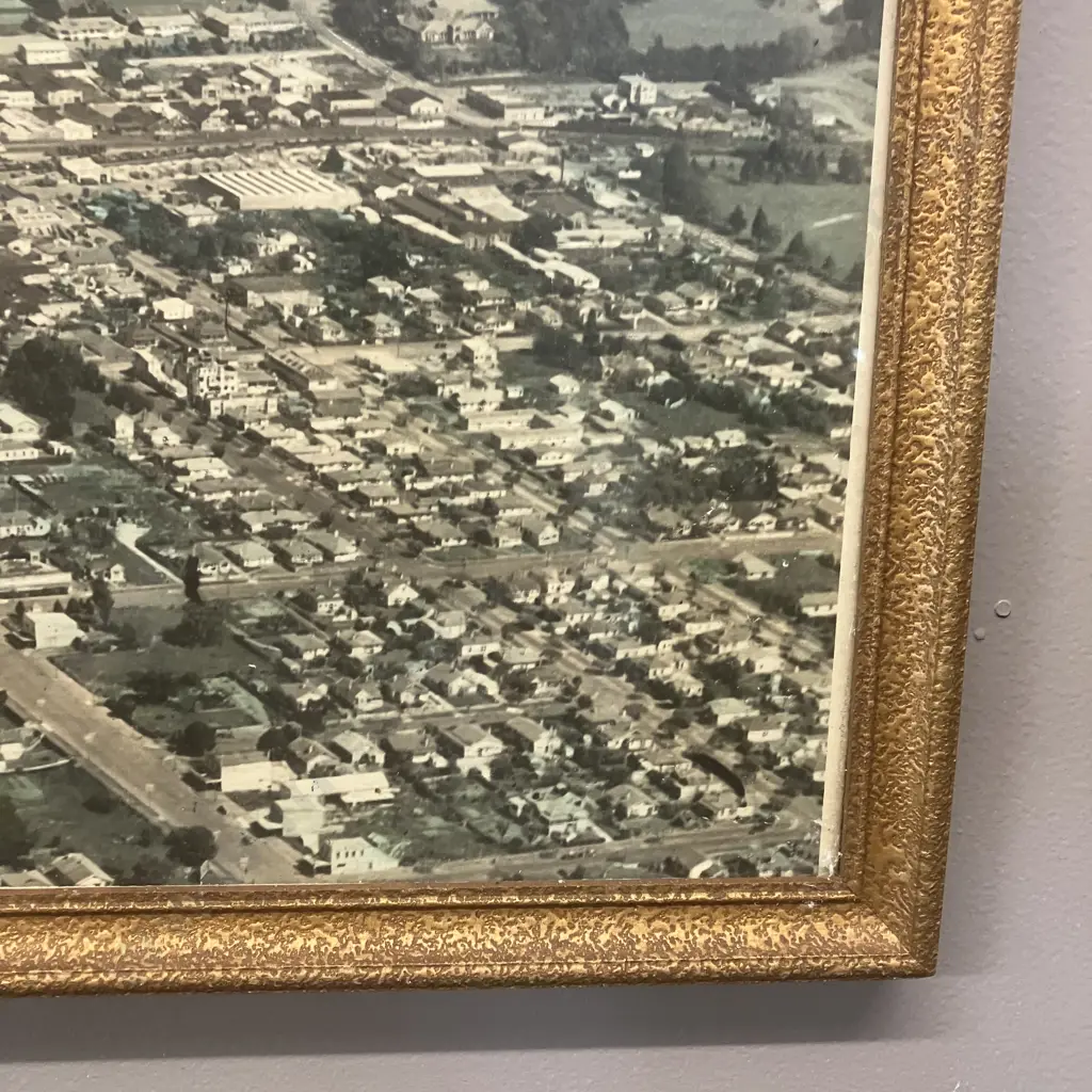 Whites Aviation Aerial Photograph of Hamilton City July 1947. Framed 52 x 76cm Image 1++