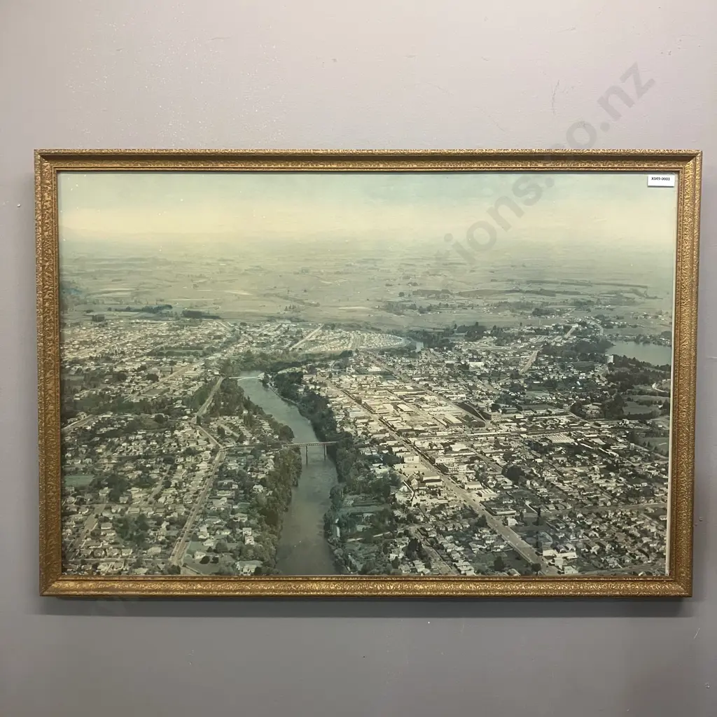 Whites Aviation Aerial Photograph of Hamilton City July 1947. Framed 52 x 76cm Image 1++