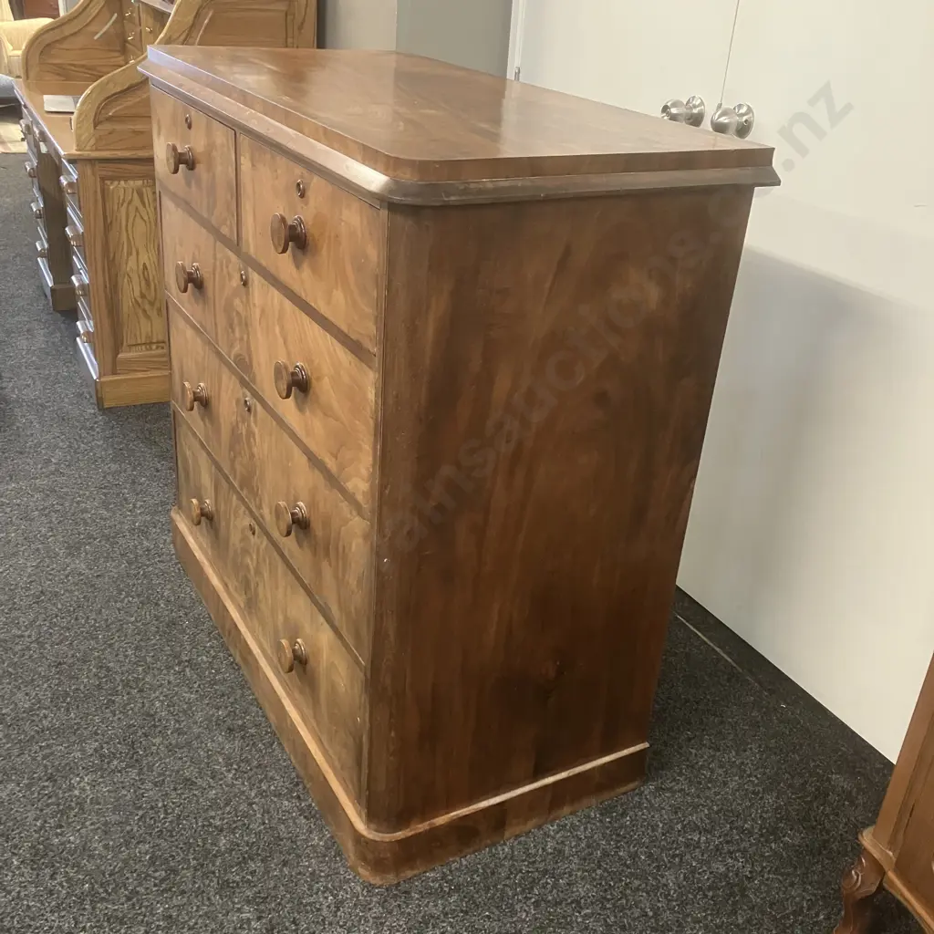 Victorian Burr Walnut Chest of 5 Drawers. H111 W116 D57cm Image 1++